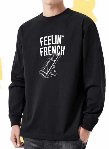 

Футболка для мужчин, осенняя однотонная футболка с длинными рукавами и графическим рисунком Feelin French Gym, футболка с принтом на Хэллоуин, удобная футболка с аниме