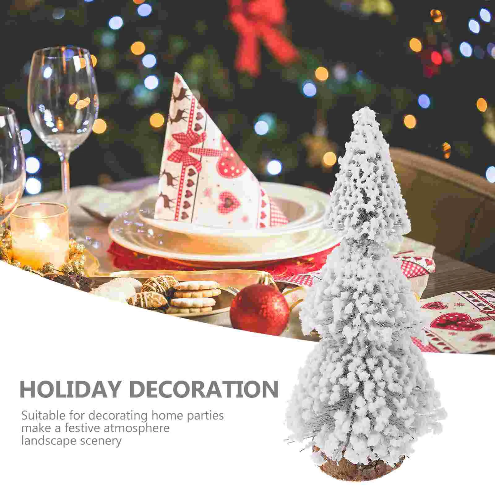 4 Pcs Christmas Tree Ornaments Decorations Mini Pine Needle Tower Flocked Cedar Artificial Tabletop Xmas Slim Holiday Sisal