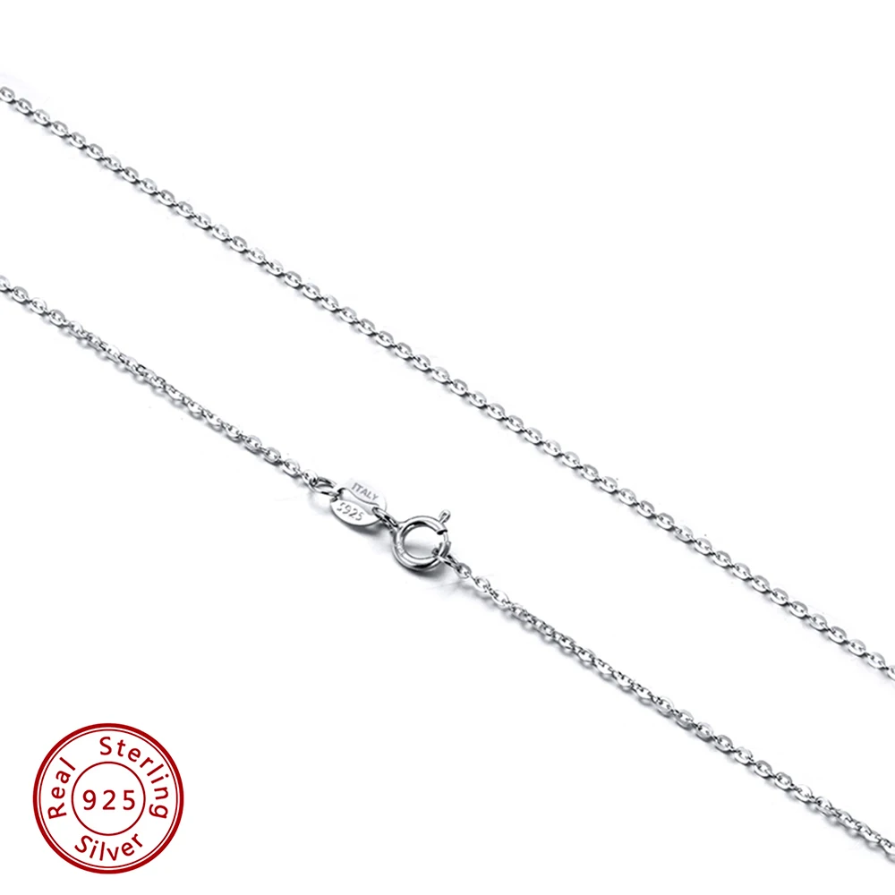 KISS MANDY 925 Sterling Silver Cable Chain Necklace 1mm Basic Chain for Women Men Fashion Simple Necklace Jewelry 40-60cm SC06