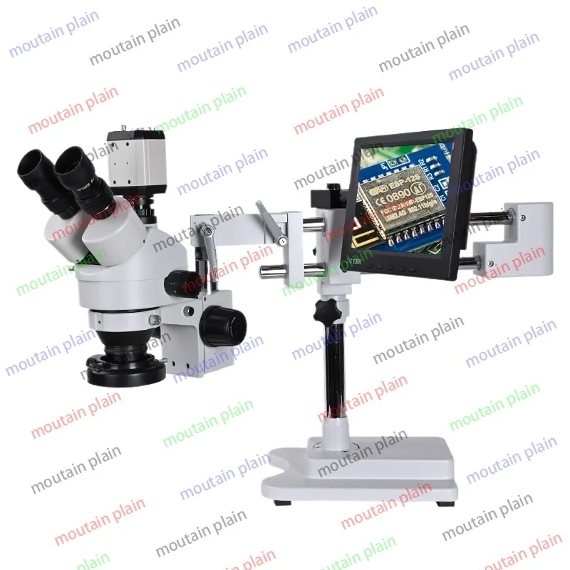 

Trinocular Stereo Microscope Continuous Zoom 3.5-90X Double Boom Stand Greater Scope HD Camera USB HDMI VGA 8-inch LCD Display