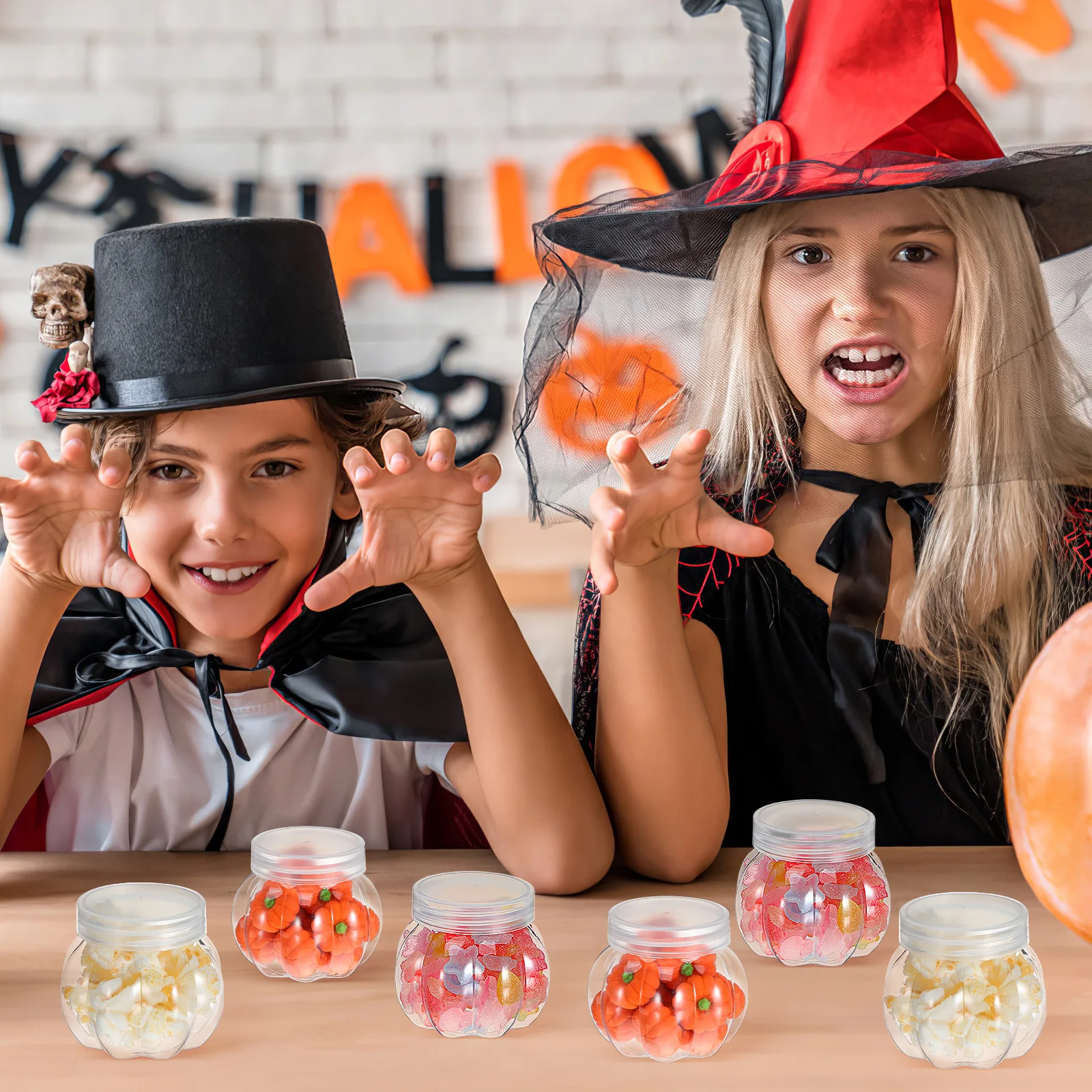 

12Pcs Mini Candy Jars Exquisite Design Pumpkin Shaped Container for Candies Biscuits Dried Fruits Storage Pumpkin Candy Jars