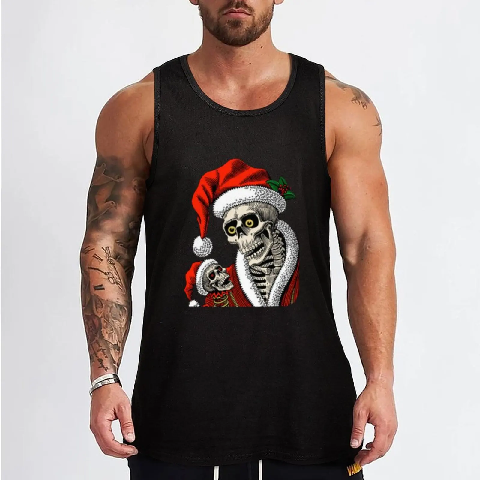 Skully Claus Tank Top sports t-shirts for men Vest summer clothes Gym clothes