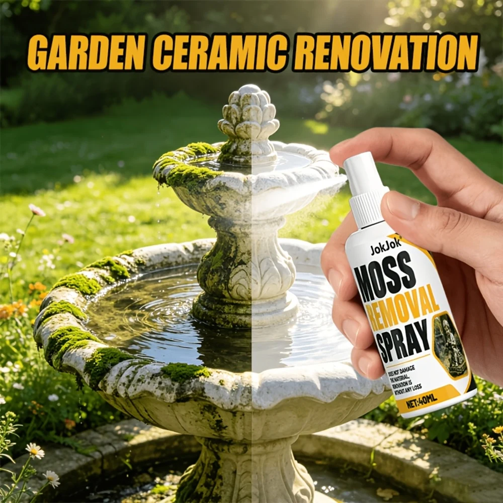 Upgraded Stone Renewal Moss Remover Spray, Clean Moss & Yellow Discoloration on Carrara Marble, Plaster Statues, Tombstones, Gar