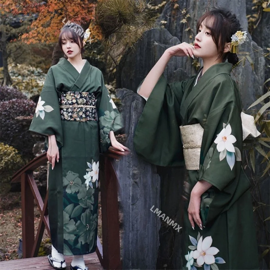 Japan High Quality Traditional Kimono Cardigan Women Dress Bath Robe Yukata Geisha Cosplay Clothing Performance Photoshooting