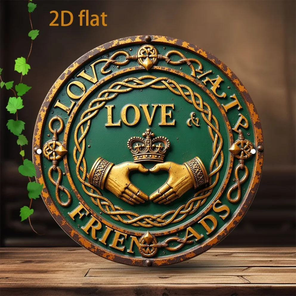Vintage Irish Claddagh Metal Wall Art - Pre-drilled for Bedroom Living Room Bar Decor, Perfect Gift for Friends and Family