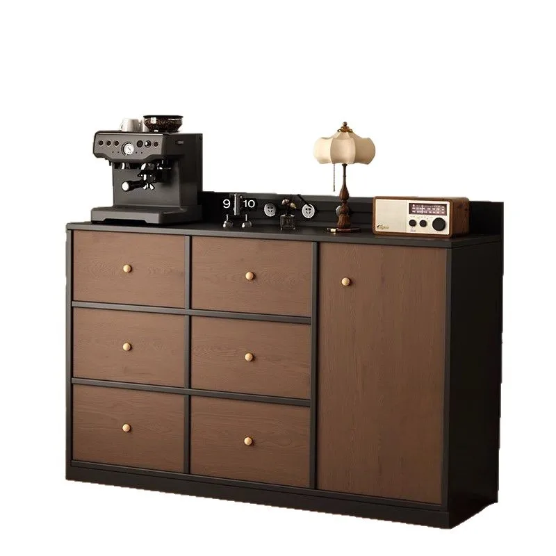 Thickened dining side cabinet, integrated locker, antique tea household living room storage cabinet against the wall