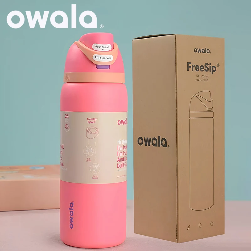 

Owala Cup Hyper Flamingo Vacuum Flasks & Thermoses Water Bottle Drinkware Thermo Tumbler Stainless Steel Thermal Mug Original