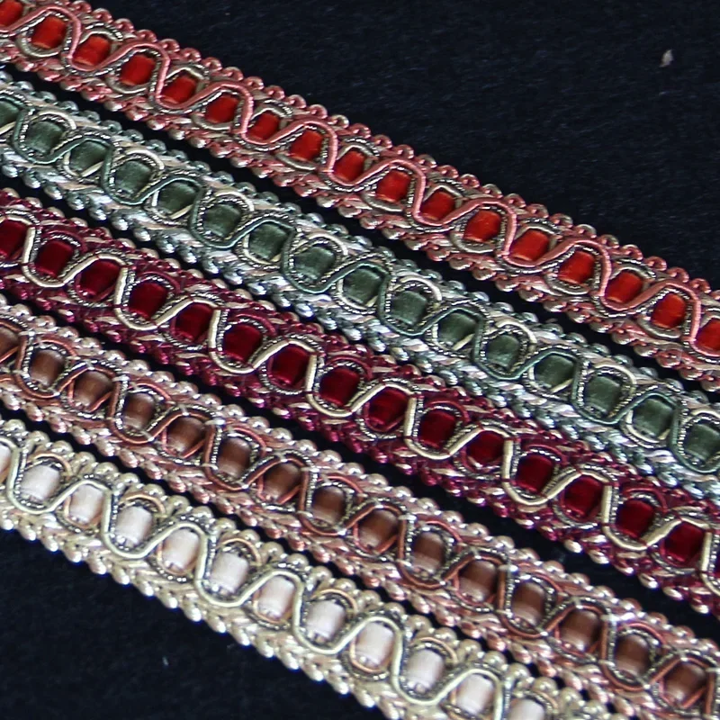 Lace Ribbon Braid Trim 6m Polyester Woven Gimp Braid Trim 2 cm/0.79 Inch Diameter Decorative Fabric Trim for Sewing and Crafting