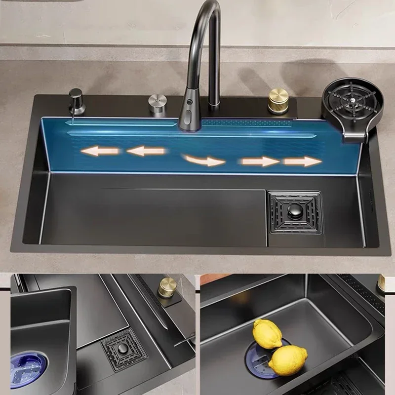 

Креативные раковины Raindance Waterfall для отеля, современная утолщенная металлическая прочная кухонная раковина, простые дизайнерские кухонные мойки