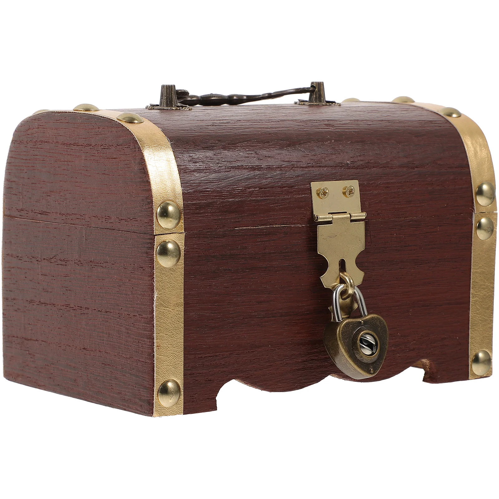 

1Pcs Retro Lock Box Vintage Wooden Storage Box Size S Desktop Organizer Sundries Jewelry Coin Holder Books Container