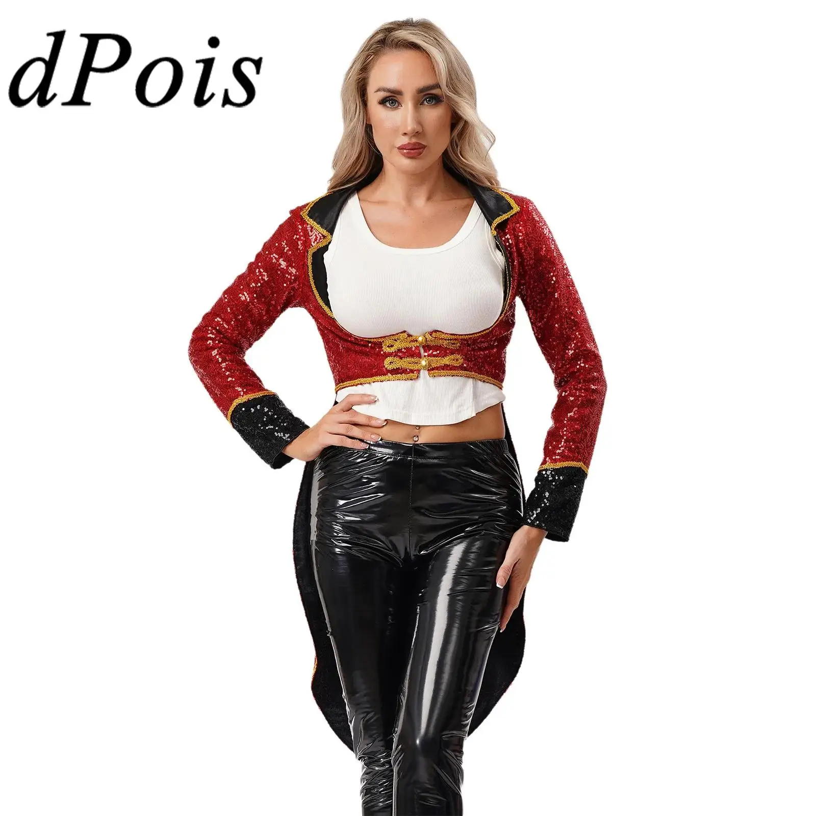 Leotardo de Cosplay de Majorette para mujer, disfraz Medieval de maestro de ceremonias de circo, chaqueta, baterista, banda de marcha, uniforme, disfraz, vestido elegante