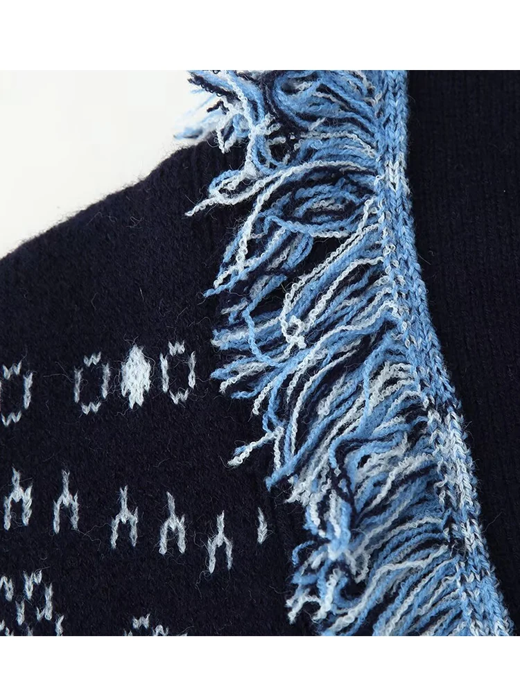 Cardigan lavorato a maglia da donna 2025 Cardigan con decorazione nappa a maniche lunghe con stampa di moda da donna con cintura da donna elegante lavorato a maglia