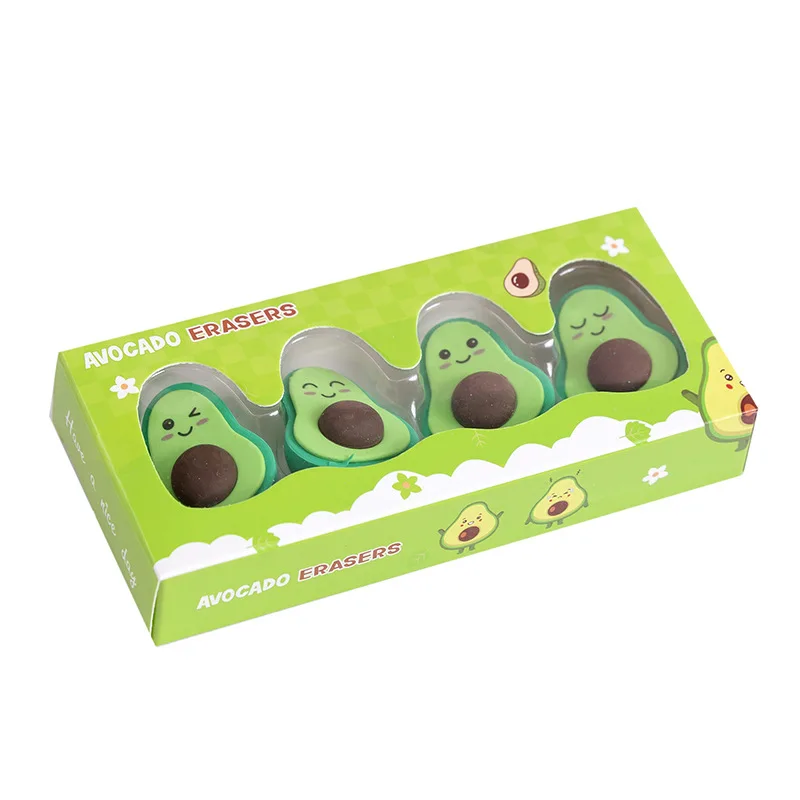 Imagem -06 - Cute Emote Avocado Lápis Eraser para Crianças Kawaii Quebra-cabeça Borrachas Destacáveis Borracha Macia Papelaria Escritório Material Escolar Pcs por Conjunto