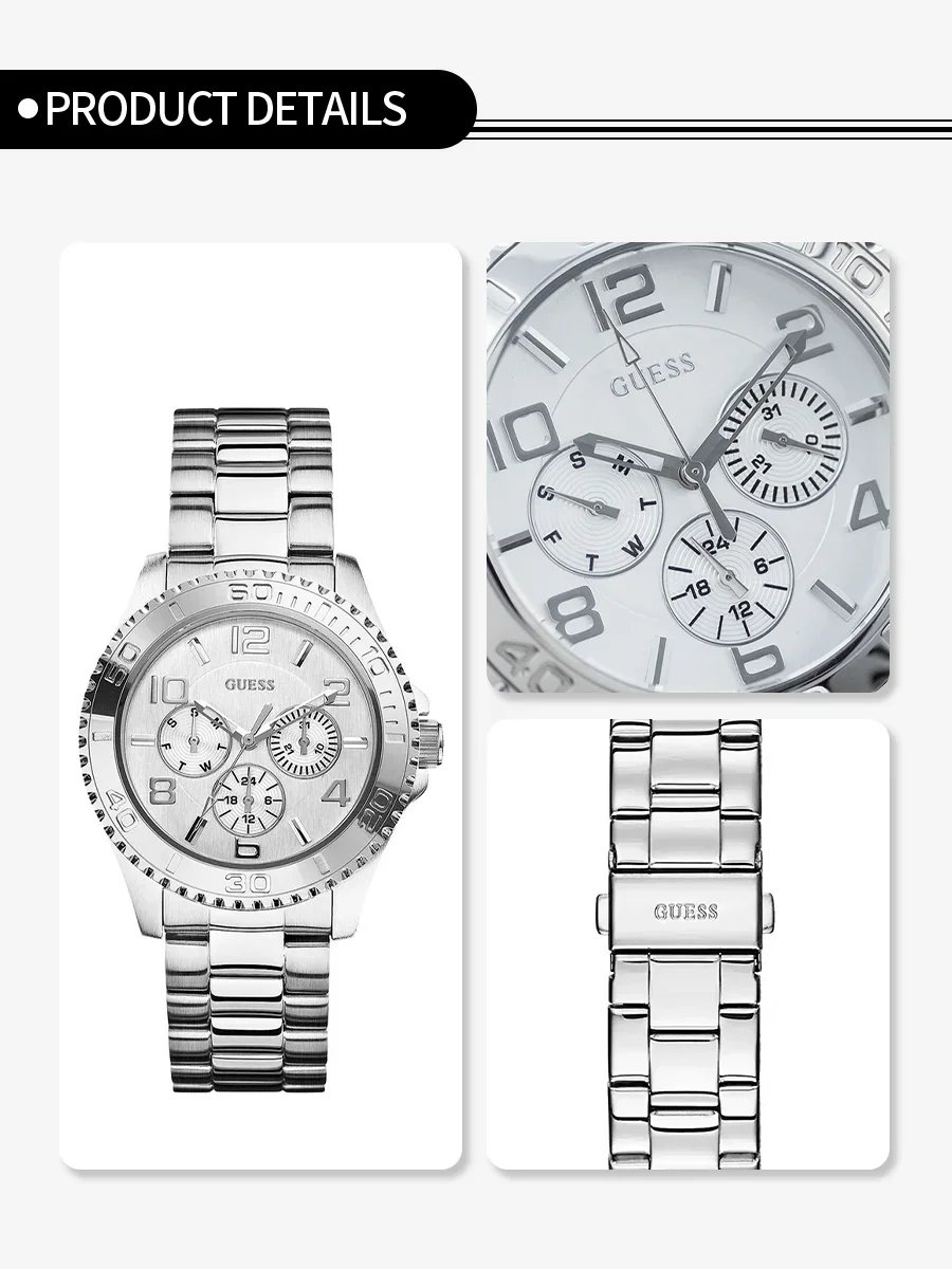 Guess Women's Fashion Silver Stainless Steel Quartz Watch With Multi-Function Dial