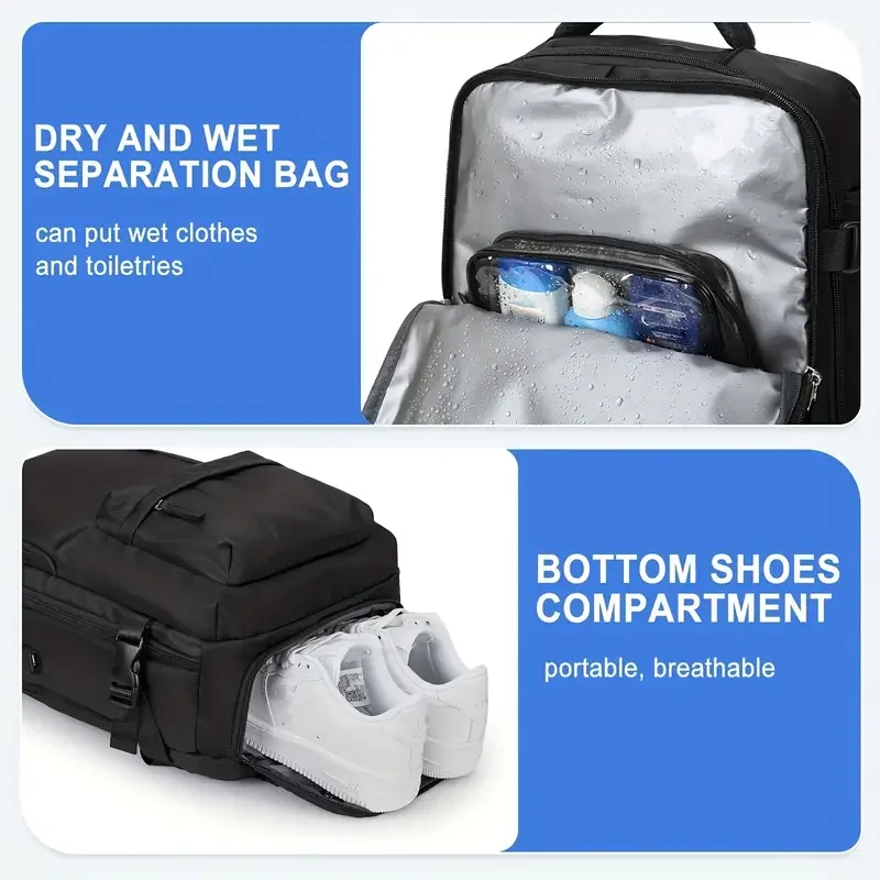 حقيبة ظهر للسفر بسعة كبيرة ، حقيبة كمبيوتر لوحي ، حقيبة أمتعة متعددة الوظائف ، رحلة قصيرة