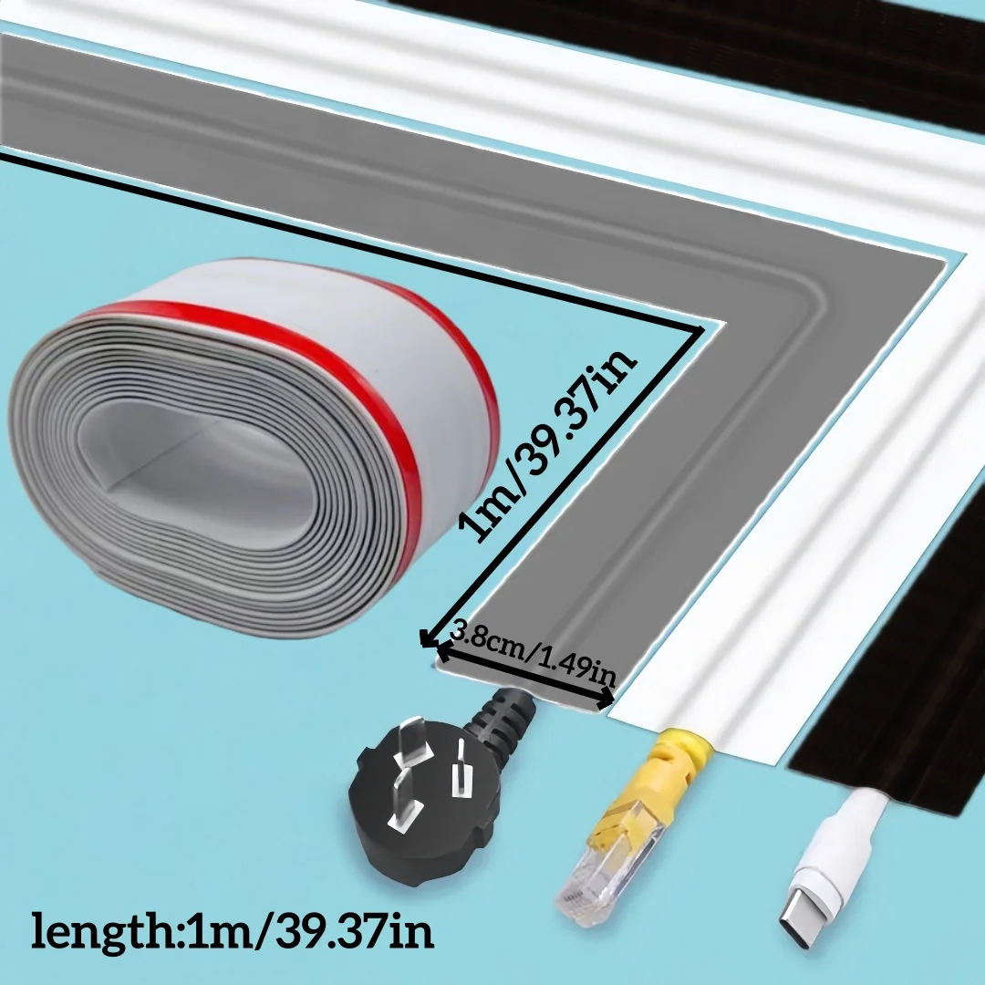 1pc PVC Floor Cable Protector Self Adhesive Wire Cover Flexible Cable Duct Cord Hider For Home Office Desk TV Computer Wires