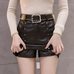 Frühling Herbst hohe Taille schwarze Shorts Rock schlanke solide All-Match Split Saum y2k A-Linie Shorts Straße lässig Mode Frauen kleider