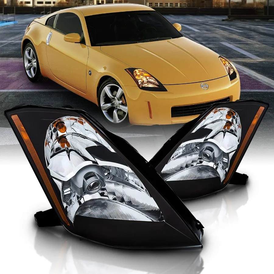 

For 2003-2005 Nissan 350Z [Halogen Type] Black OE Replacement Projector Headlights Pair - Driver and Passenger Side Enhanced