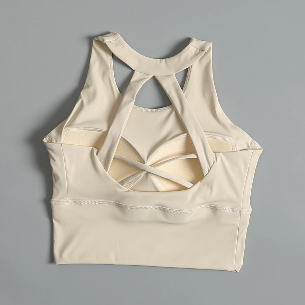 Women's Sports Bra Fitness Running Training Shockproof Gathered One-Piece Vest Style Yoga Top with Padded No Steel Ring Support