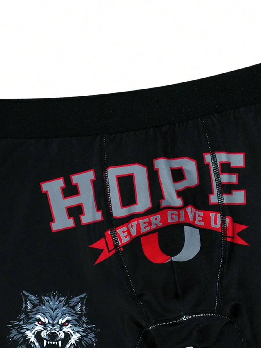 

Mens Wolf Print Boxer Shorts With Hope Graphic Design