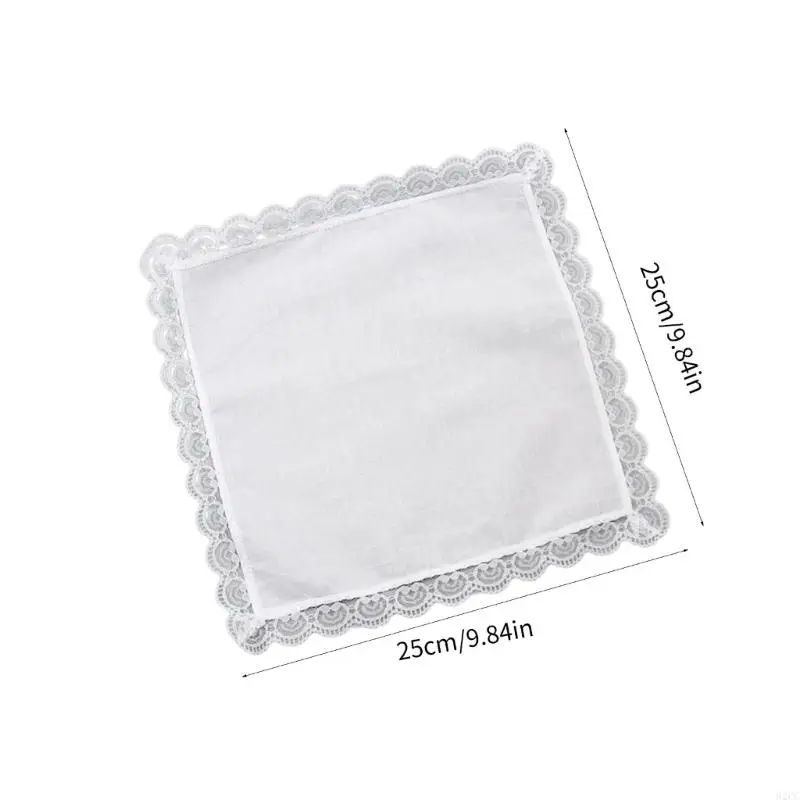 Khăn tay bỏ túi 62CC Viền ren Hankies 10x10 inch Khăn rằn lớn thấm mồ hôi