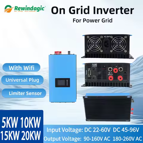 5000W 10000W MPPT Wind Turbine Generator On Grid Tie Inverter With Limiter Sensor 45-96VDC 240VAC For AC 48V-240V Windmill