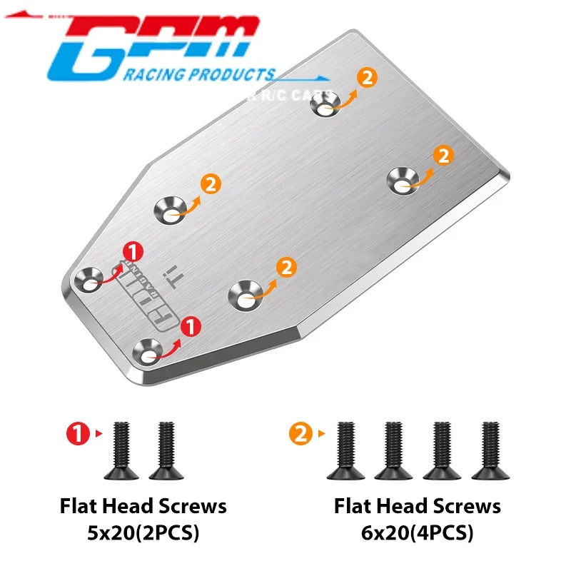 GPM 5T3/331R VTitanium Rear Chassis Skid Plate 5mm Thick For LOSI 1/5 5IVE-TE 3.0 RC Upgrade
