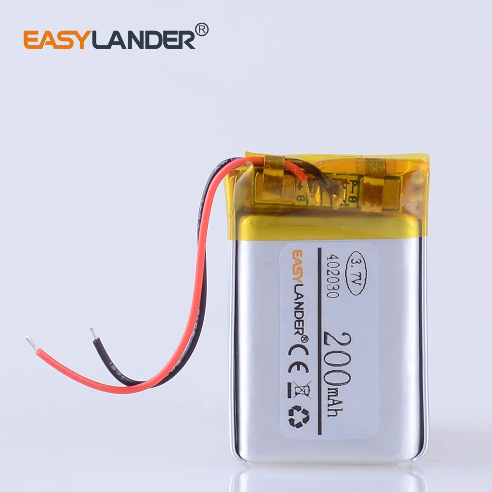 402030 3.7V 200mAh li-Polymer Li-ion Battery For headphone smart watch mp3 mp4 GPS PSP bluetooth speaker recorder pen  042030