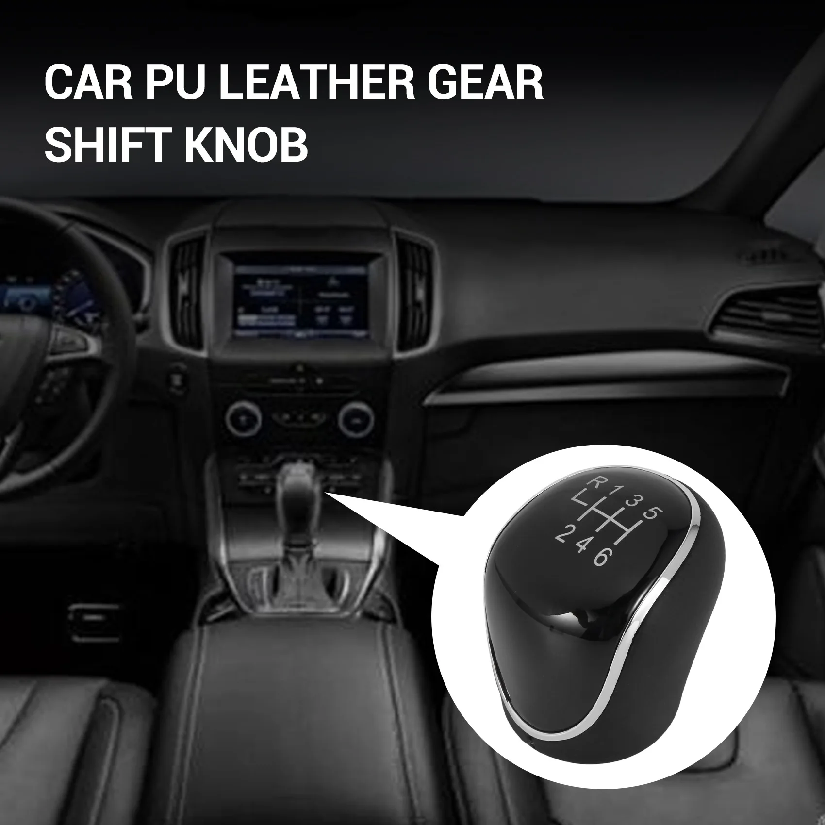 6 Speed Car PU Leather Gear Shift Knob Shift Lever for Ford Mondeo IV S-MAX C-MAX Transit Focus MK3 MK4 Kuga