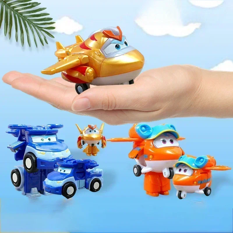 2" Mini Super Wings Figurines Transforming Deformation Airplane Robot Action Figures Car Transformation Models Decor Xmas Gift