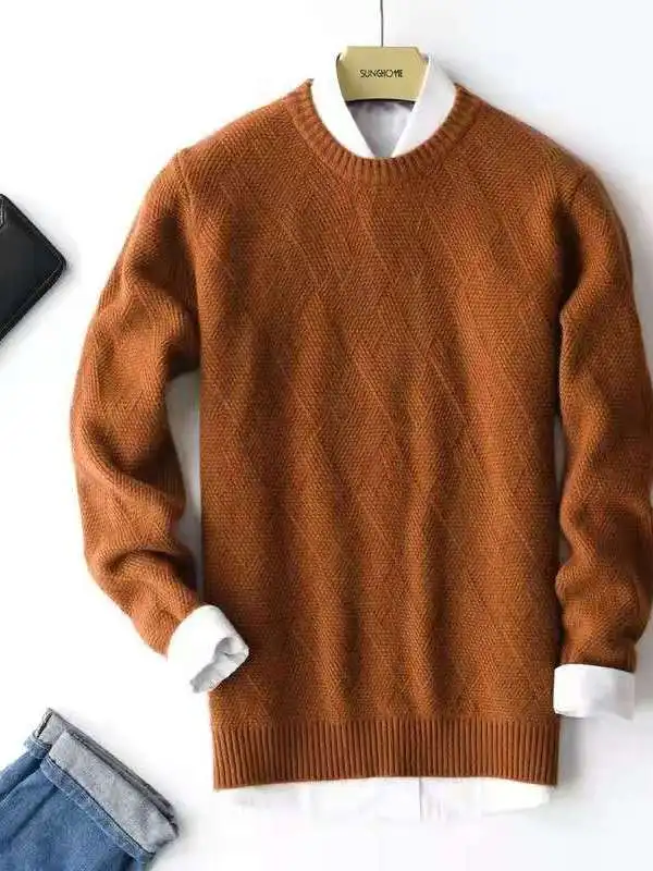

Thiened Camere Men's Sweater round Ne Knitted Woolen Top Loose Fit Casual Winter Faion ential Large Size