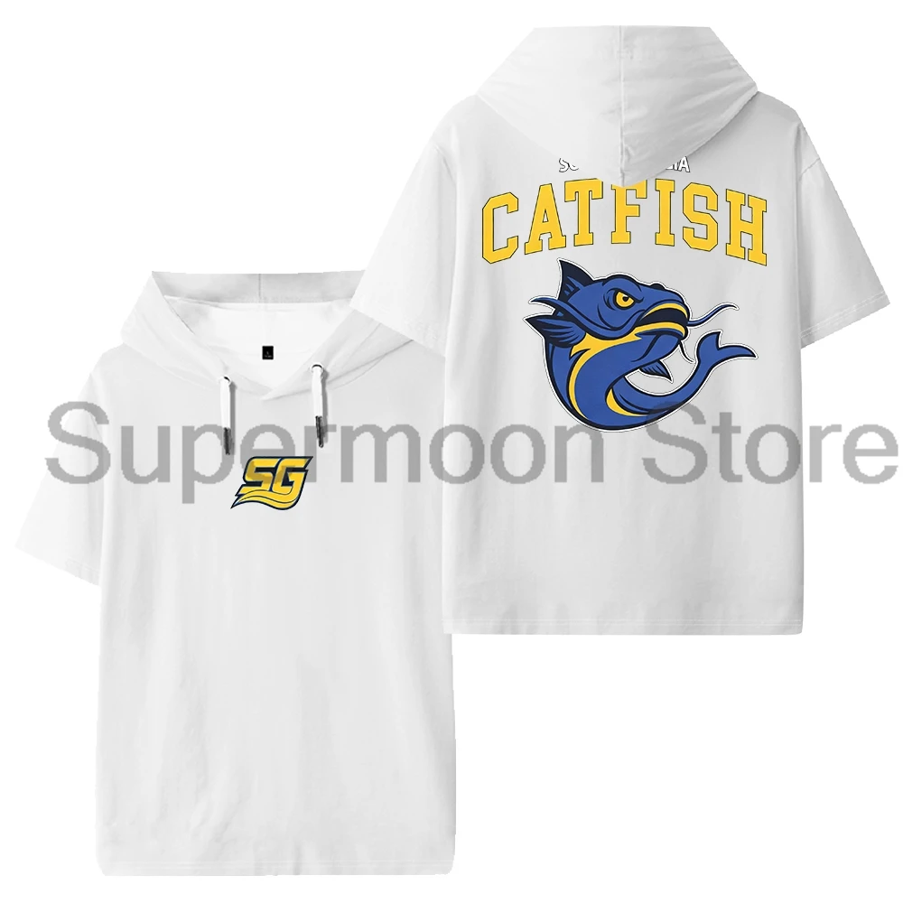 تشاد باورز جنوب جورجيا سمك السلور شعار مقنعين تي شيرت 2025 برنامج تلفزيوني قصير الأكمام المحملة النساء الرجال في الهواء الطلق ملابس الشارع الشهير