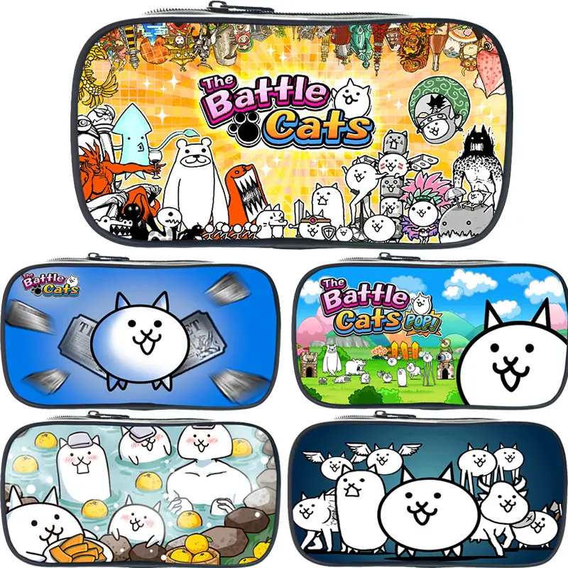 Cartoon Game The Battle Cats Pencil Case Children Pen Bag Boys Girls Pencil Bag Kids Stationery Bag Cosmetic Cases Pencil Pouch