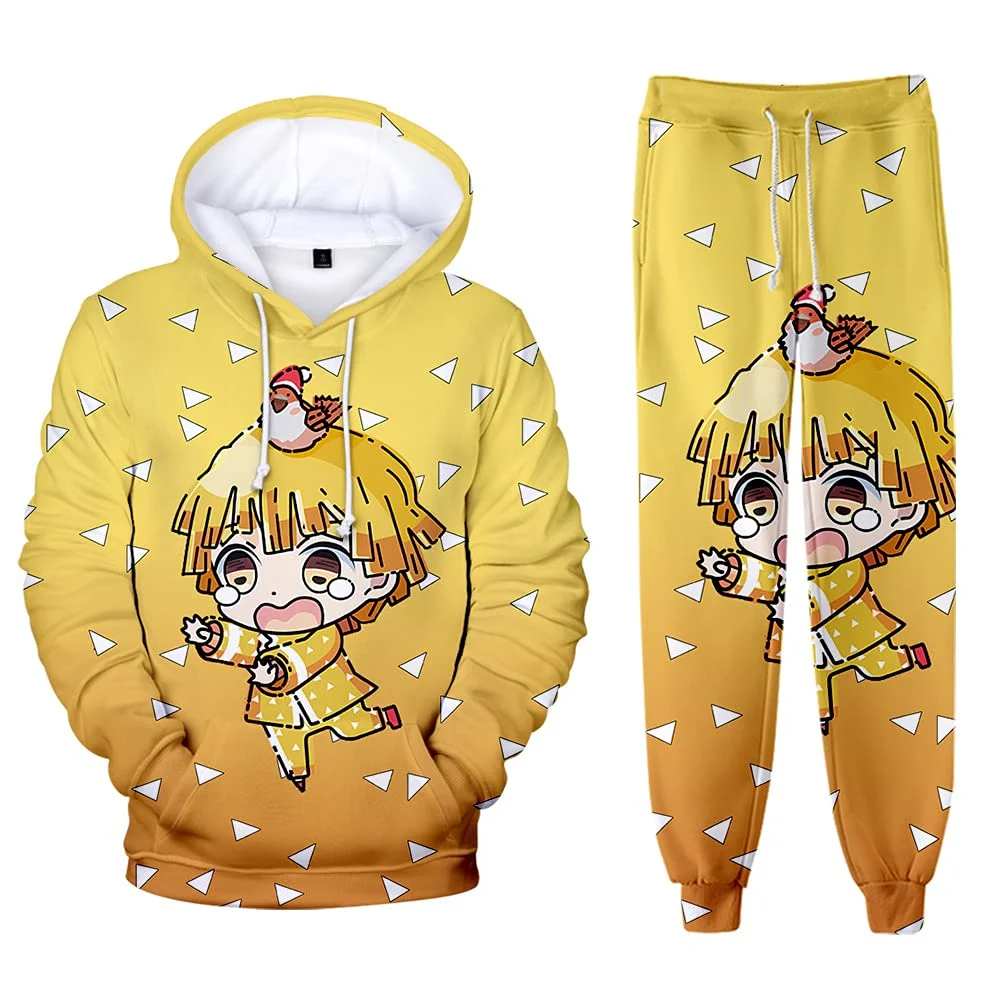 

Anime Demon Slayer Hoodies Sets 3D Printing Woman Sweatshirt Hooded Sweatshirt Oversize Sportswear Trousers Suit Clothing