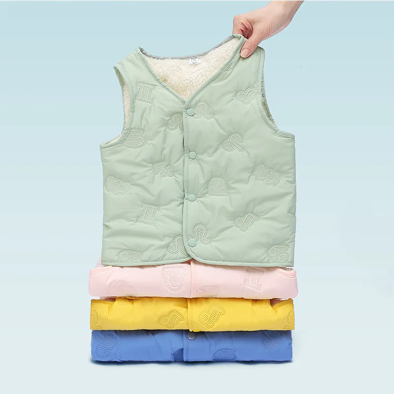 New Winter Kids Vest Fleece Lined Warm Baby Toddler Cotton Vest Boys Girls Insulated Top Autumn Winter Cozy Coat Children‌