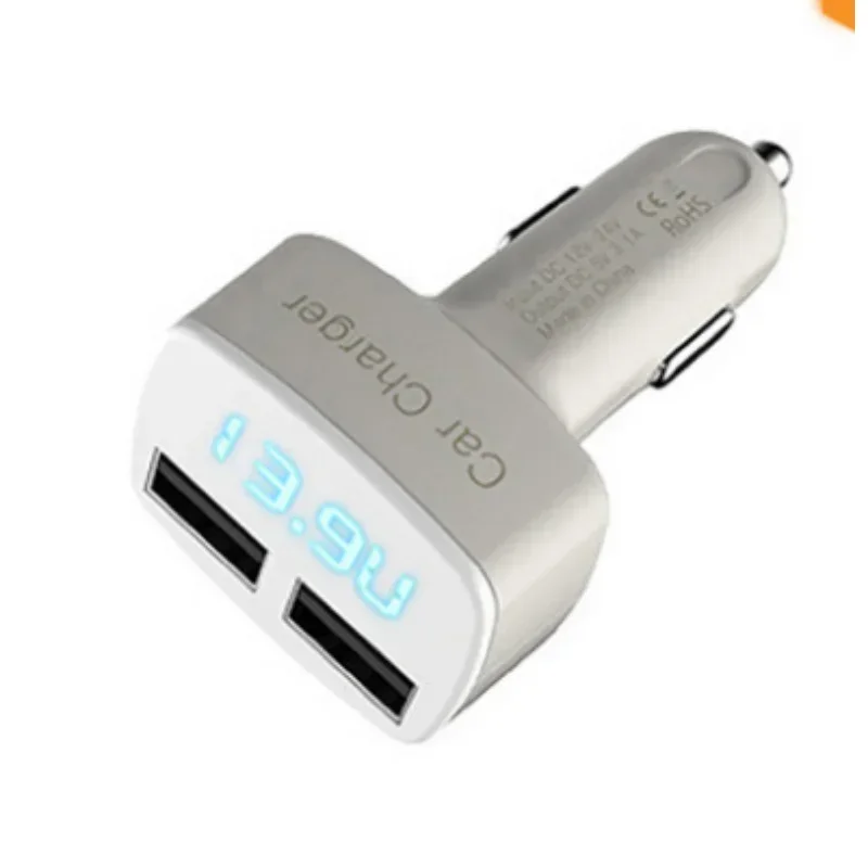 

Full New Car Charger 4 In 1 Dual USB Port Quick Charge LED Display Temperature Cigarette Lighter Phone Adapter Car Voltage Diagn