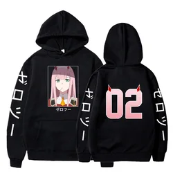 Anime Zero Two Printed Hoodie Unisex Autumn Winter Fashion Hooded Sweatshirt Casual Loose Long Sleeve Fleece Pullover Clothing