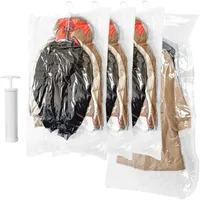 4 PCS Hanging Bags Vacuum Storage Bags for Clothes, Vacuum Seal Storage Bag Clear Bags for Suits Jackets,Closet Organizer