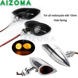 12V Motorcycle LED Turn Signal Light Amber For Harley Cafe Racer Bobber Chopper Honda Kawasaki Suzuki Indicators Blinker Lamp