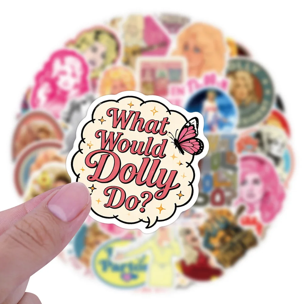 10/50PCS Dolly Parton Cartoon Stickers Country Female Singer Graffiti Decoration DIY Toys Fridge Laptop Guitar Car Bike Decals