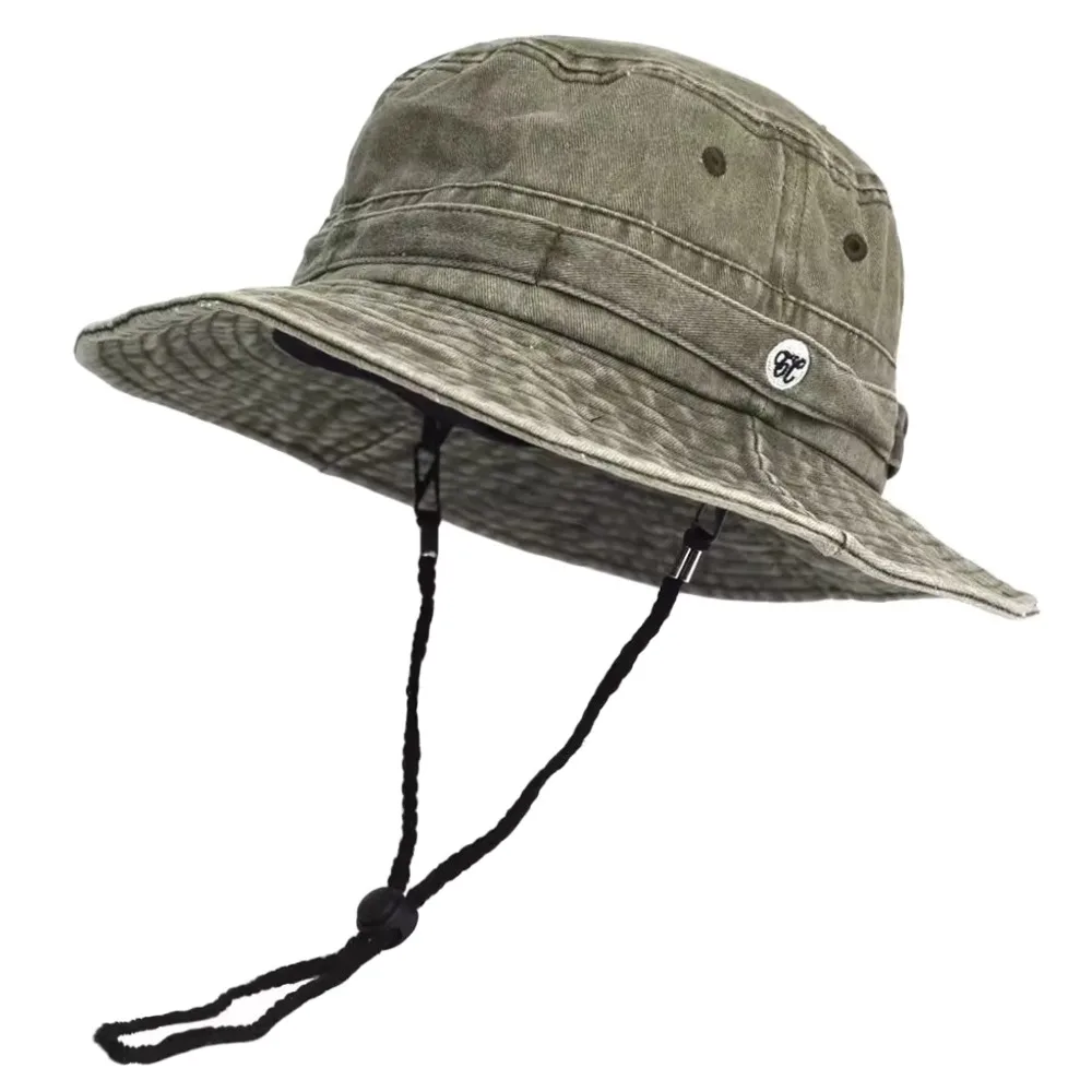 

Portable Washed Cotton Bucket Hat Sun Protection Breathable Cowboy Hat Retro Anti-UV Sun Protection Hat Fishing
