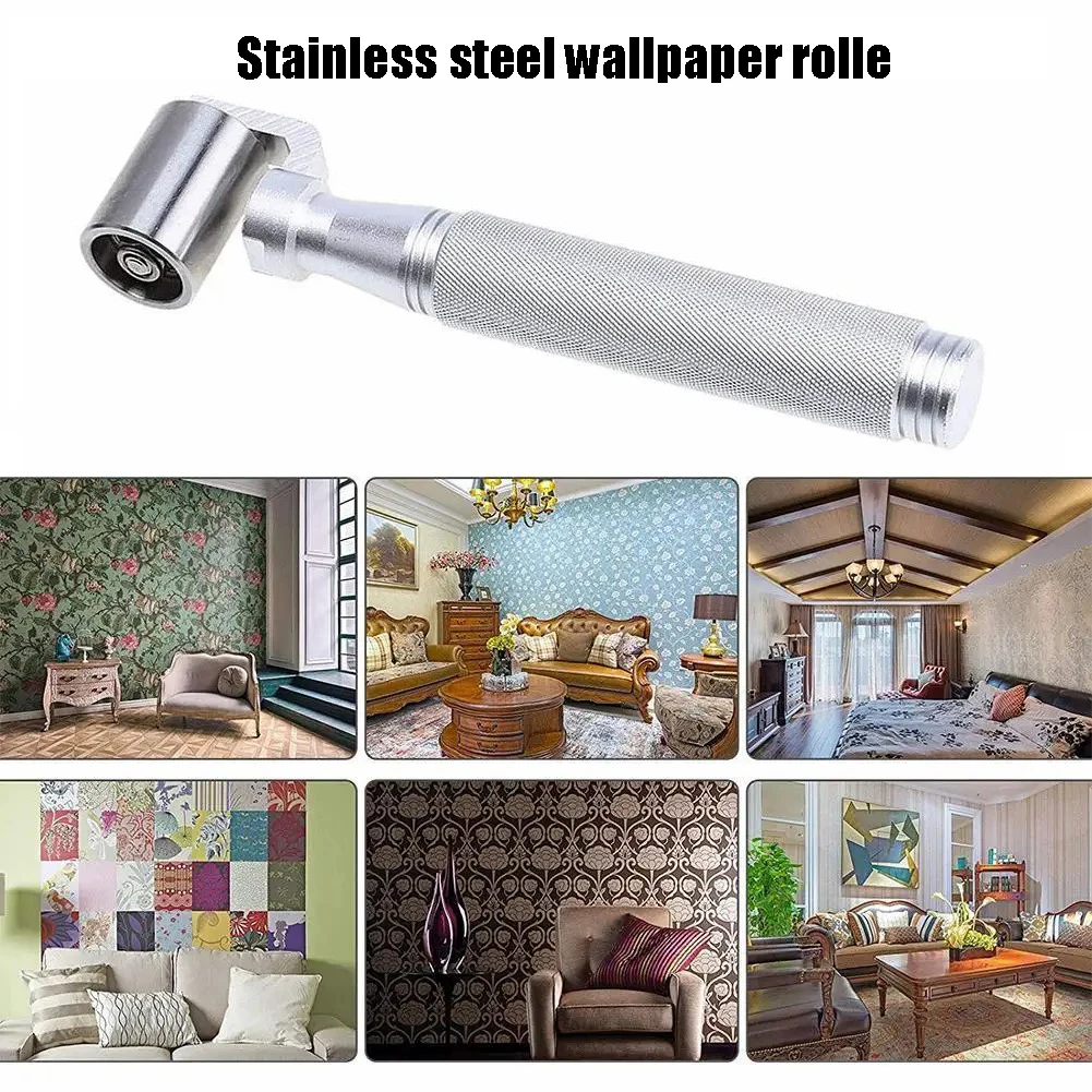 

Stainless Steel Wallpaper Seam Roller Aluminum Handle Double Metal Bearing Tool