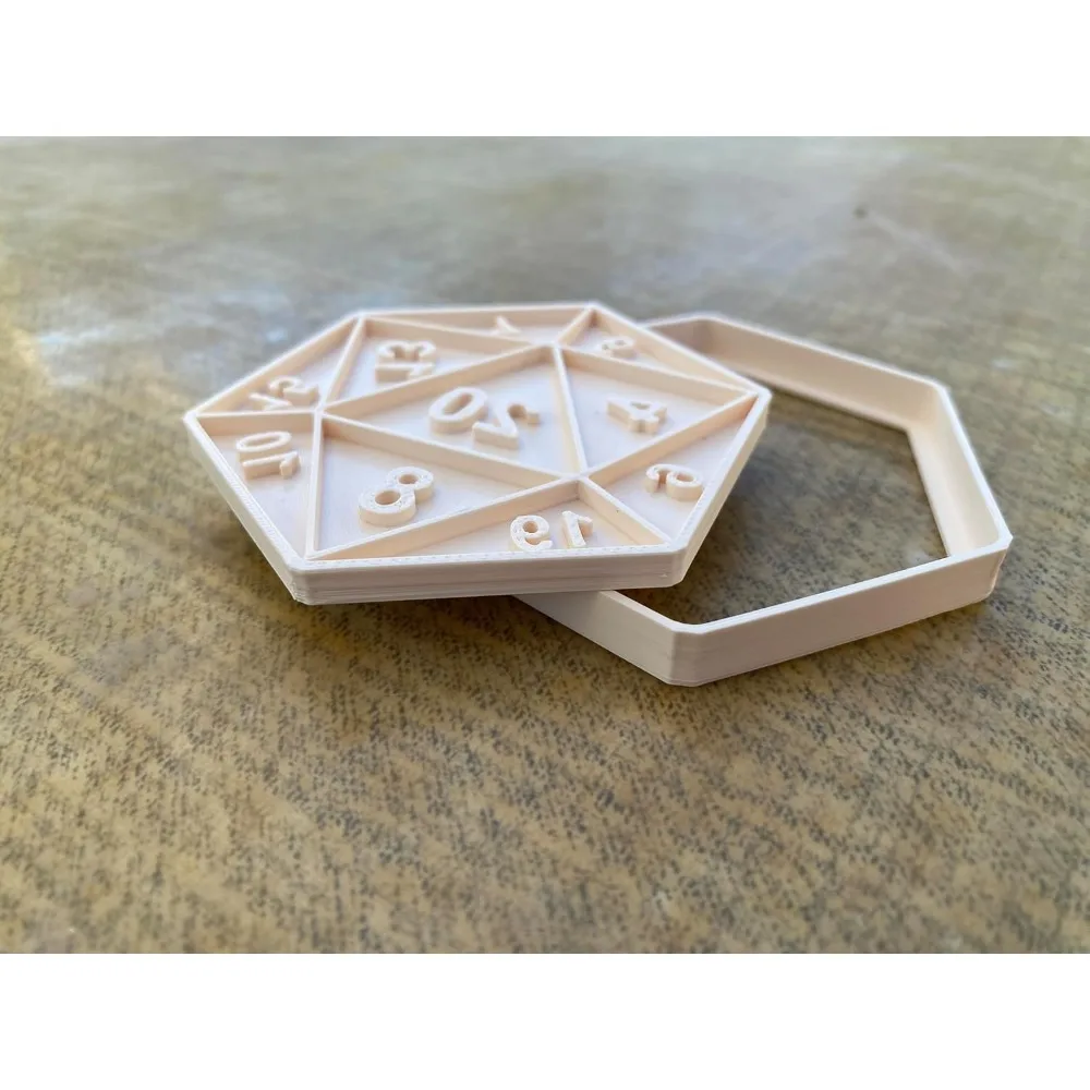 قاطعة بسكويت النرد آر بي جي |   أداة الخبز لعبة لعب الأدوار D20 |   ملفات تعريف الارتباط على سطح الطاولة آر بي جي |   مطبوعة ثلاثية الأبعاد PLA |   DnD، TTRPG