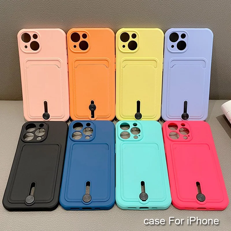 Can Insert Card Phone Case For iPhone 16 15 14 Pro Max 13 12 11 XS XR SE2/SE3 7 8 Plus Lens Protection Back Cover