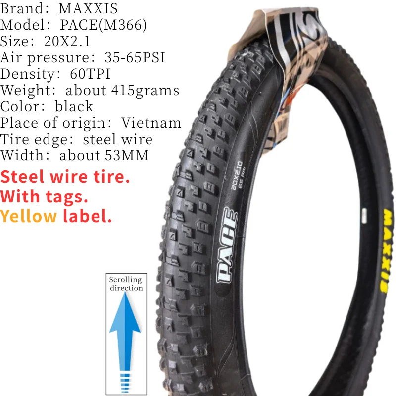 MAXXIS PACE M366 Ultraleichter Mountainbike-Reifen mit Stahldraht, verschiedene Größen 24/26/27,5/29 Zoll 1,95/2,1, einzelner MTB-Ersatzreifen – Detail 1