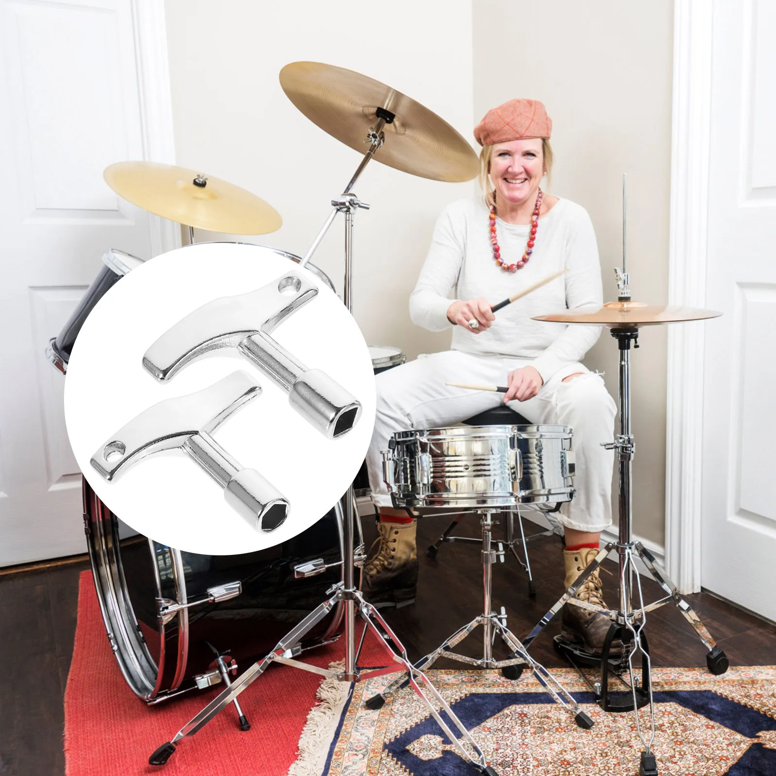 

2pcs Drum Tuning Tools 6MM Hexagon Square Zinc Alloy Drum Keys Beginner Drummer Accessories Percussion Wrench Adjustable