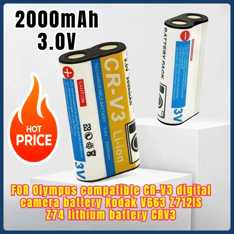 

2000mAh CR-V3 Battery Rechargeable Batteries for Kodak C340 C310 C530 C875 C743 DX6340 C360 C433 D4104 Camera CRV3 Battery