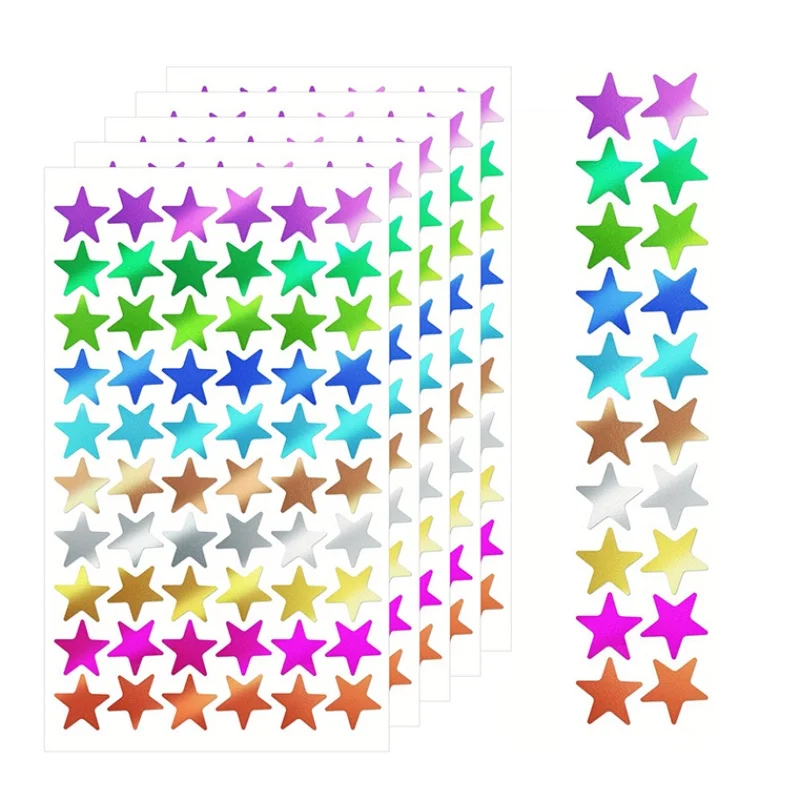 5sheets/bag Upgrade Colorful Rainbow Five Pointed Star Stickers Encourage and Reward Stickers for Primary School Students Gift