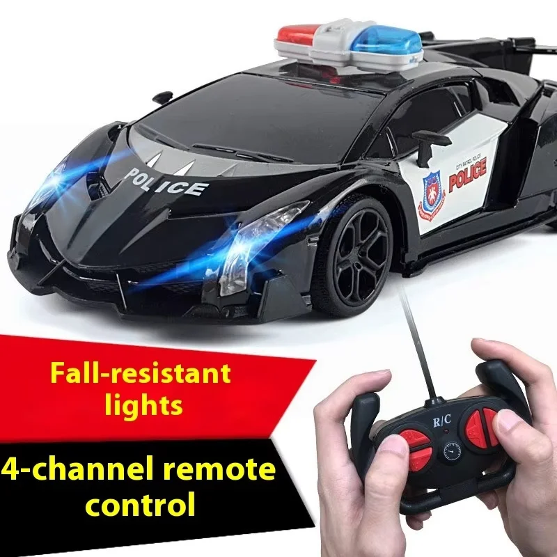 1/24 Remote Control Car Charging Four-Way Lighting Wireless Drift Police Car Electric Car Simulation Remote Control Model  Gifts