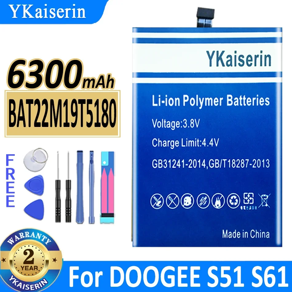 

6300mAh YKaiserin Battery BAT22M19T5180 For DOOGEE S51 S61 Batteries